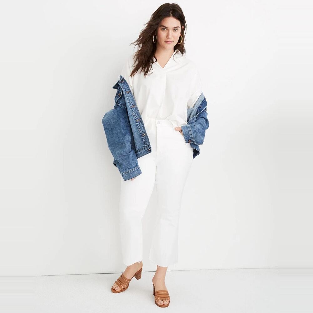 Madewell Cali Demi-Boot Jeans in Pure White w/ Raw-Hem size 28